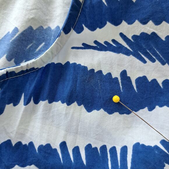 OLIPHANT Dipsy V-Neck Maxi Dress Small Singita Blue White Tiered Flutter Sleeve - Picture 12 of 12